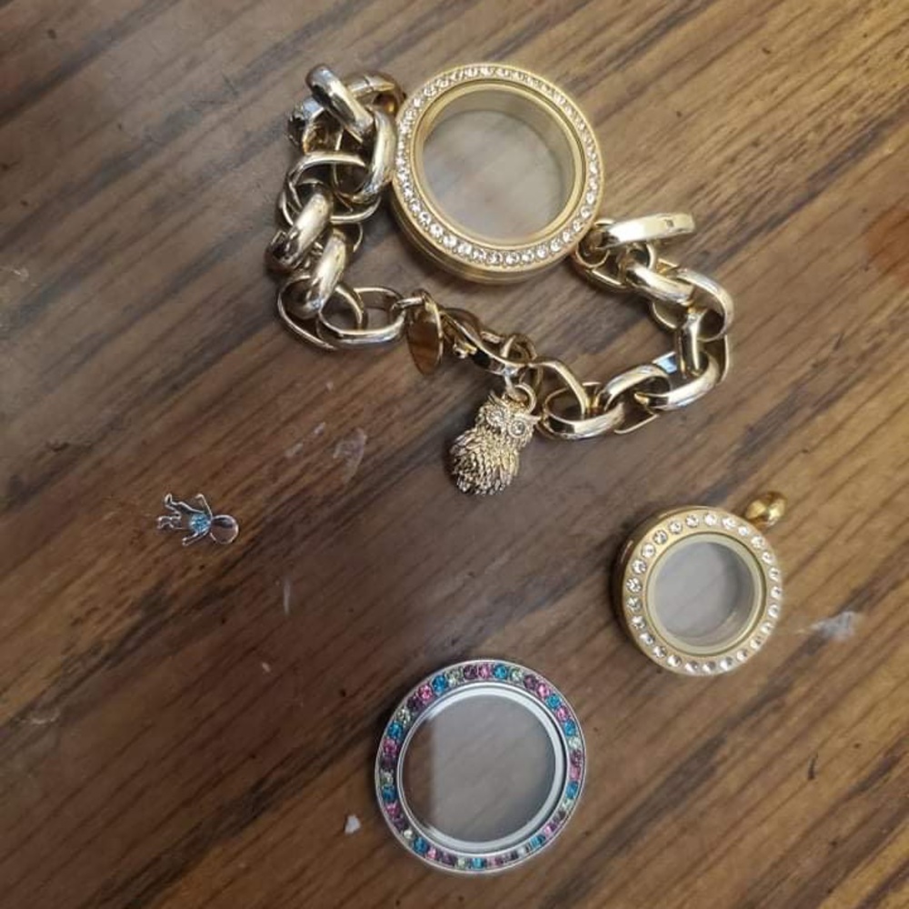 Origami Owl bracelet face locket charm lot bundle set